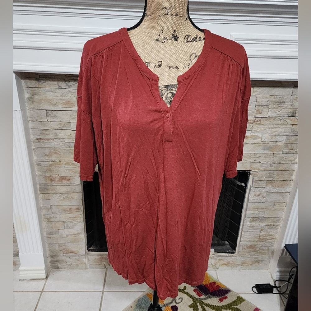 WOMAN WITHIN super soft comfy fist v-neck t shirt plus‎ size L 18 20 2X